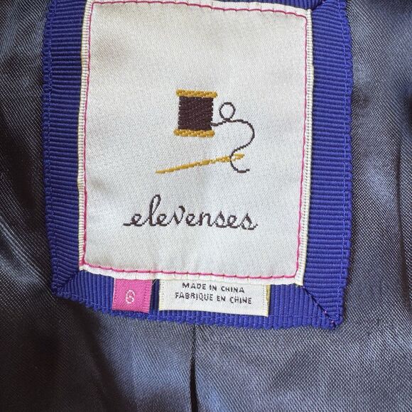 Anthropologie Elevenses Pattern Makers Coat Sz 6 Stripe Colorblock Bow Shoulder - Picture 2 of 12